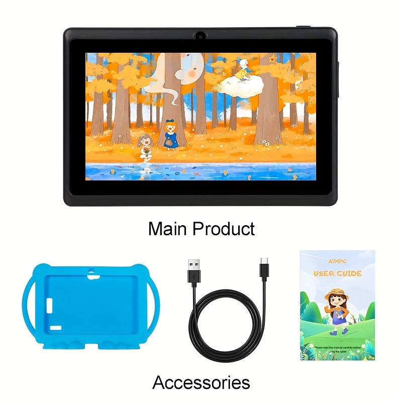 7 inch Tablet for Kids, 32GB ROM 2GB RAM Android Tablet with 2.4G WiFi, GMS, Eye Protection Screen, Parental Control, Education APP, Dual Camera, Shockproof Case, Games, Ramadan gifts for kids.