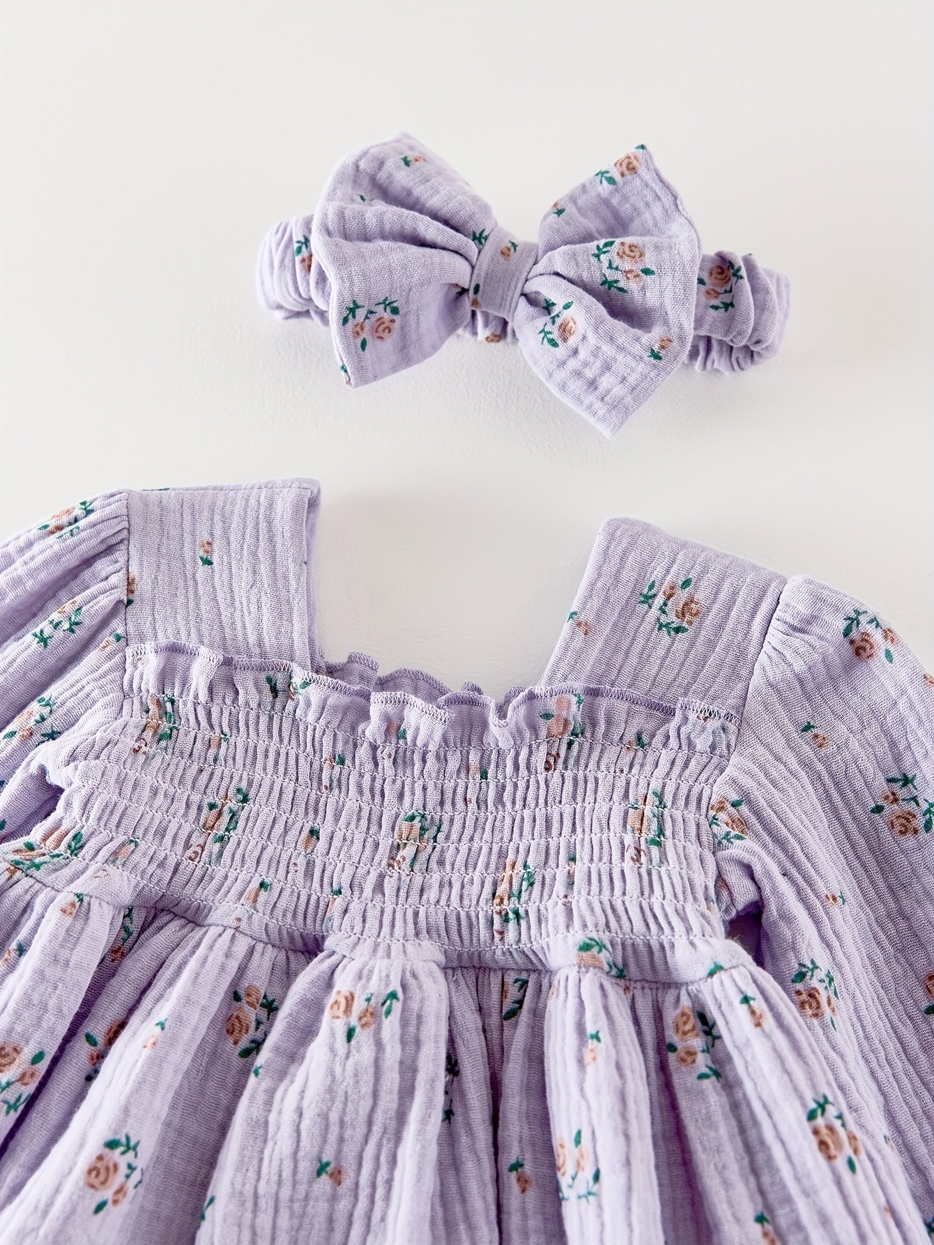 Baby Princess Dress with Small Floral Print And Climbing Suit
