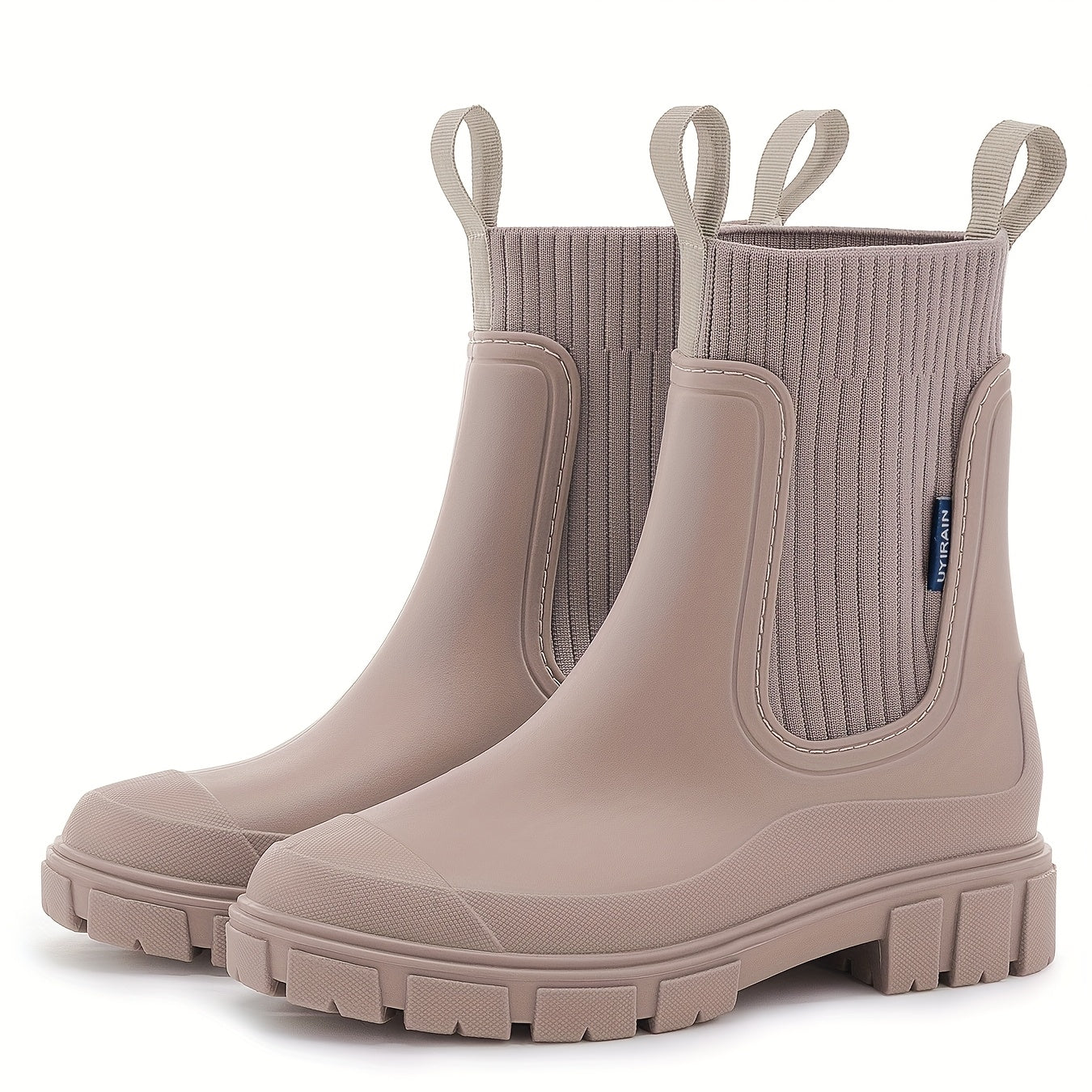 Women'S Chelsea Rain Boots - Slip-Resistant Thick Sole, Round Toe, PVC Upper & Sole, Comfortable Fabric Inner & Insole, Versatile Outdoor Footwear for Casual Attire, Versatile Outdoor Shoes | Chelsea Rain Boots | Durable PVC Materia