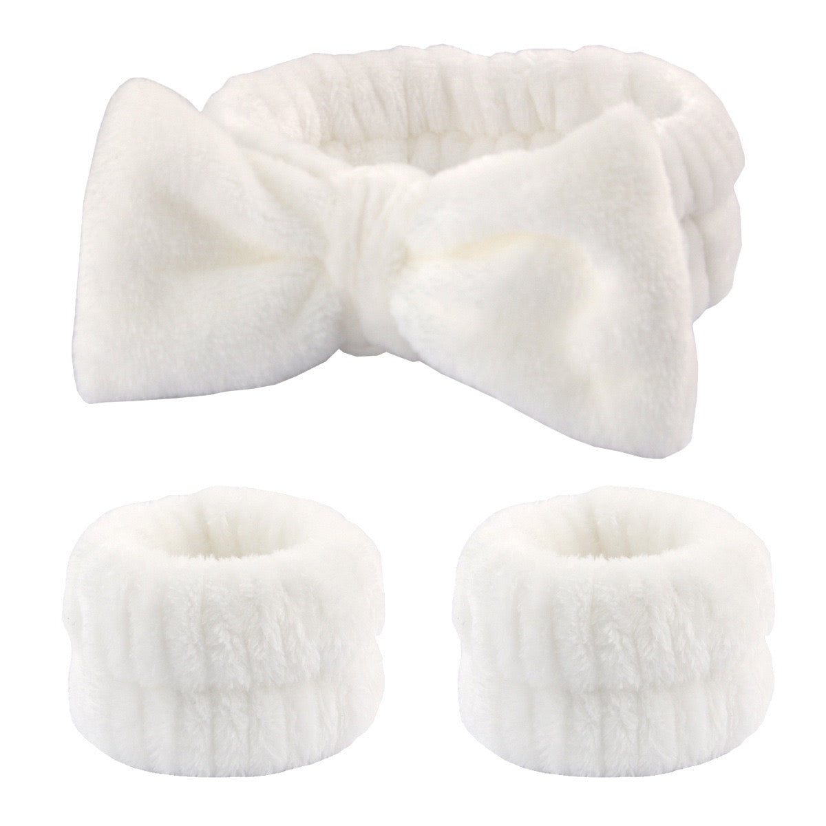 1pc/3pcs Adorable Bow Hair Band and Wristband Set, Soft Spa Headband for Washing Face, Makeup, Skincare, and Hair Styling