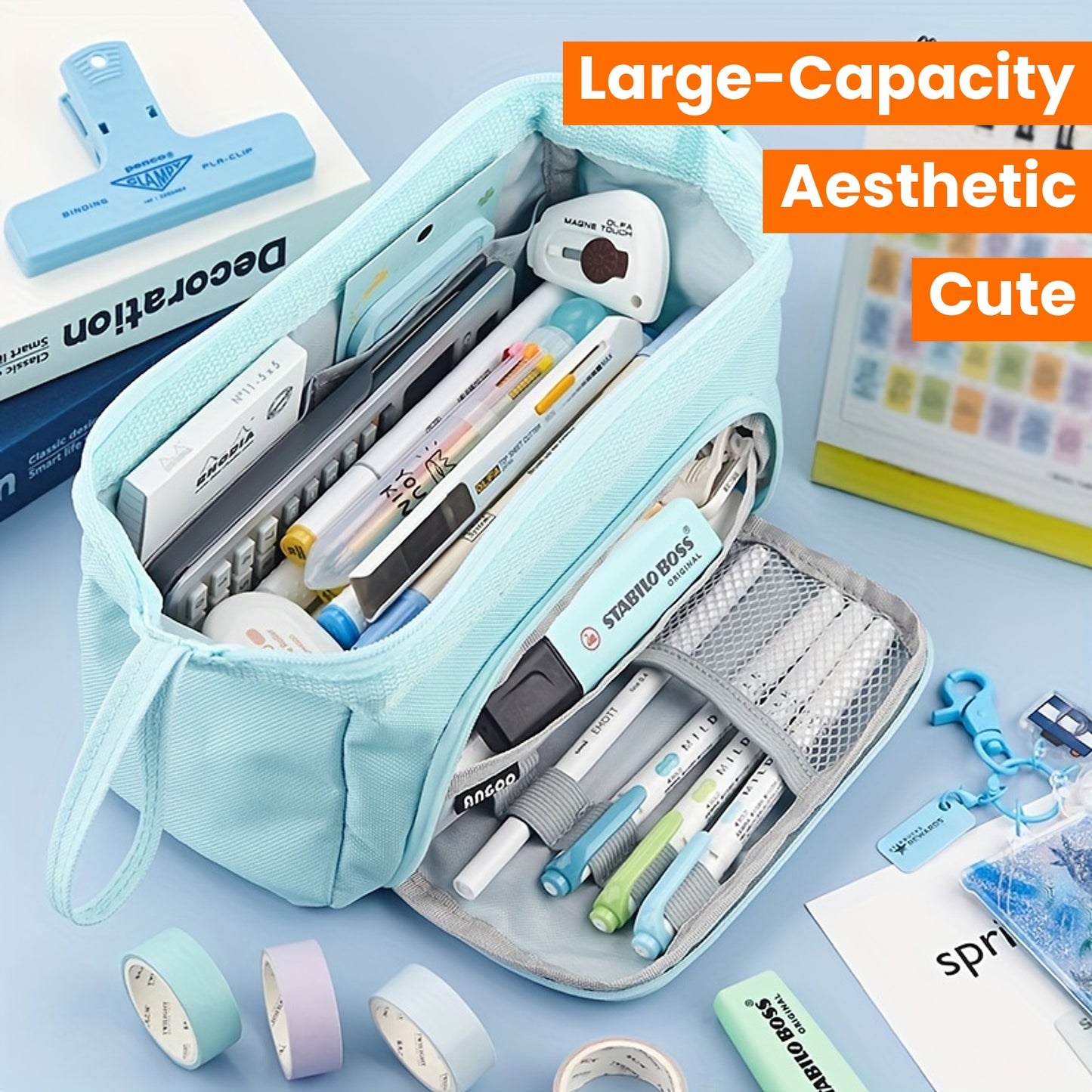 1pc Large-capacity Pencil Case Cute Pencil Pouch For Girls Boys Student Aesthetic Pencil Case For Middle High School Office Supplies Eid Al-Adha Mubarak