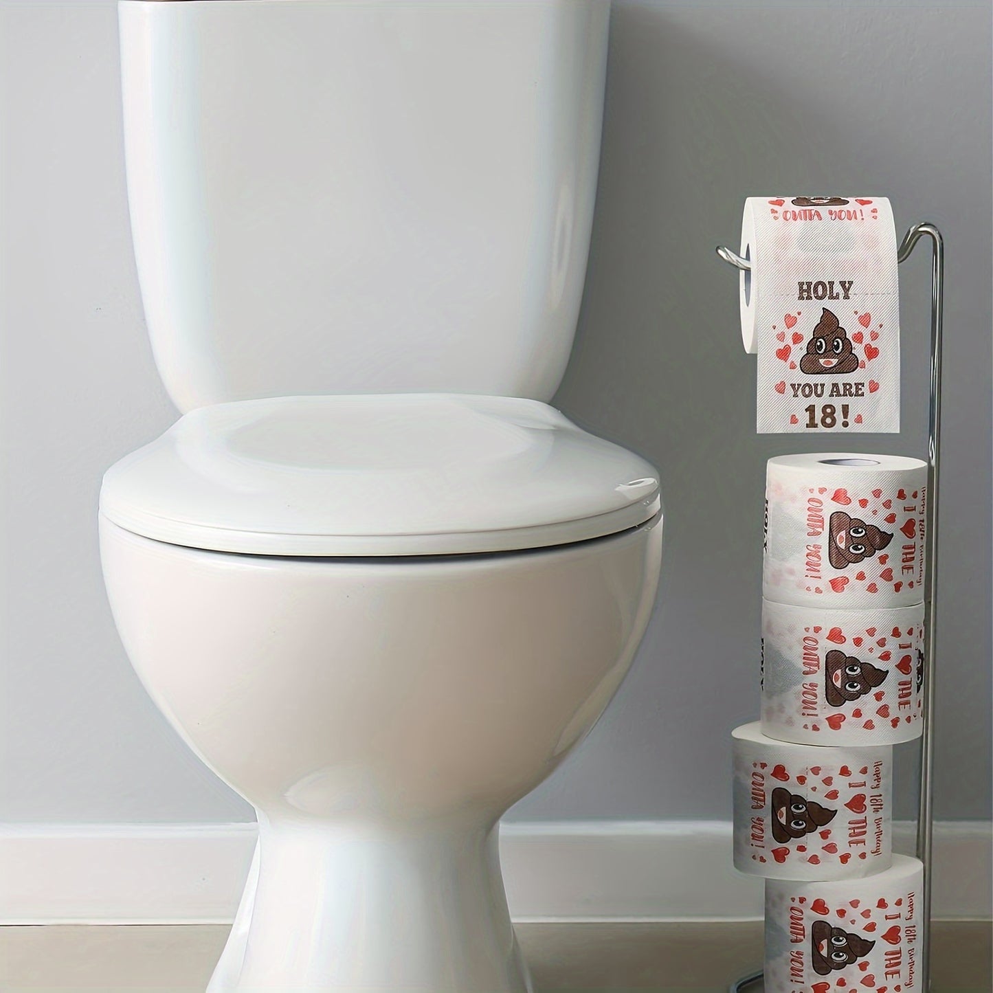 Happy Prank Toilet Paper - 18th Birthday Decorations, Party Supplies Favors - Novelty Bday Present For Him, Her, Friends - 18 Year Old Funny Gag Gift For Guys