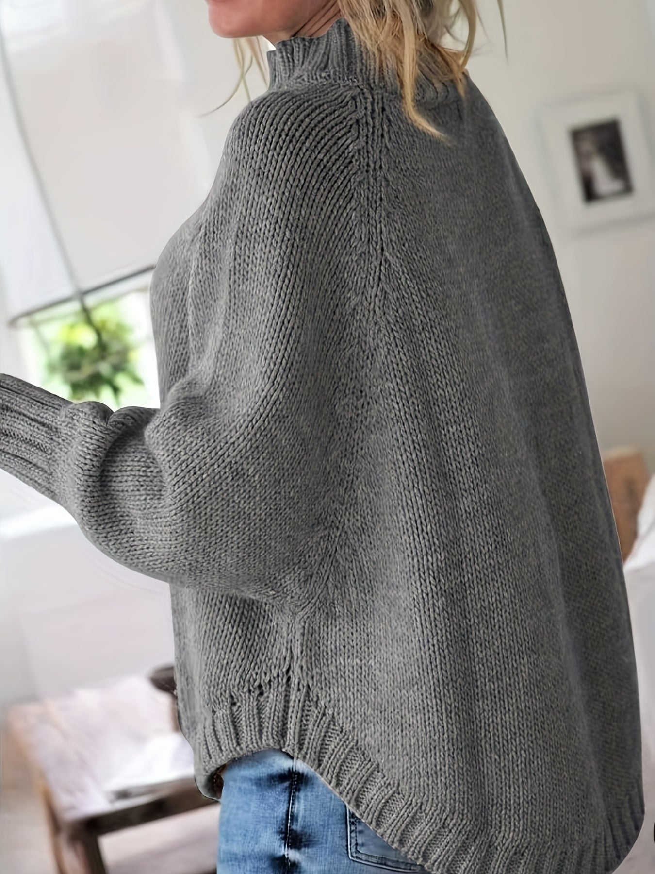 Women'S Vintage-Inspired Black Cable Sweater with High Neck, Loose Fit, Fall & Winter Style - Casual, Everyday Pullover for Autumn and Winter, Autumn Winter Apparel | Vintage Sweater | Cable Pattern, Sweater Dress
