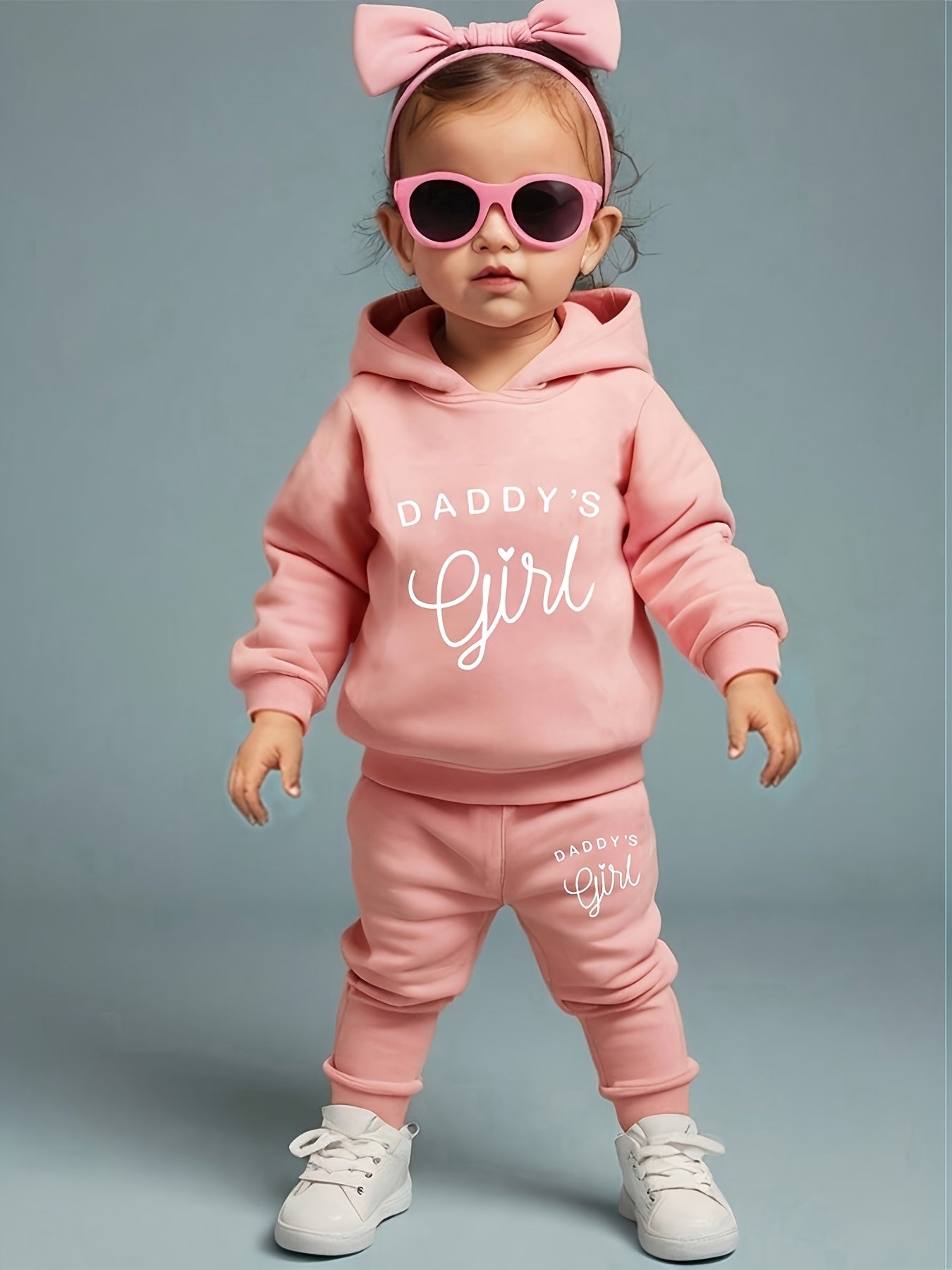 Baby Girl'S DADDY'S GIRL Letter Pattern Hoodie And Casual Long Pants Spring And Autumn Sports Outfit, for Outdoor