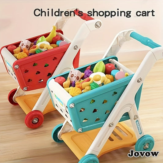 [Simulation Play Shopping Cart] Jovow Simulation Play Shopping Cart, Kitchen Supermarket Cooking Toys, Educational Exercise Push Cart, Accessory Colors Are Random, Christmas, Thanksgiving, Halloween, Birthday Gifts.