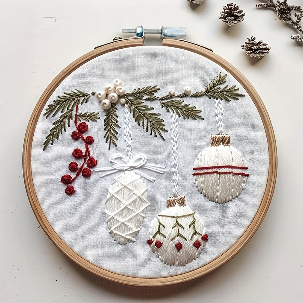 1pc Christmas Hand Embroidery Kit for Beginners, DIY Crafting Material Pack, Mixed Colors, Fabric, Seasonal All Year Round, Artwork, Sewing Supplies, Embroidery Supplies, Embroidery Hoop Kit