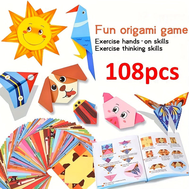 108pcs Creative Origami Set - 54 Unique Designs for DIY Crafts And Educational Activities, Great for Classroom Projects And Party Favors, DIY Origami Projects | Creative Shapes | Variety Pack