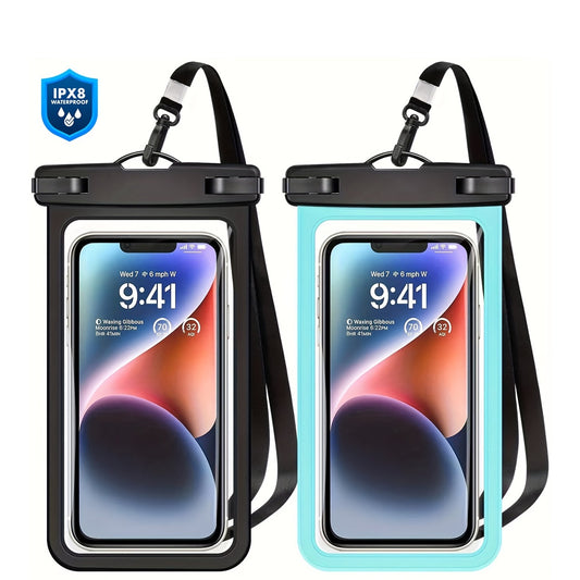 2 Pieces Waterproof Universal Phone Pouch - Up To 7.0" Waterproof Case For IPhone 14 13 12 11 Pro Max XS Plus Galaxy Cellphone Beach Vacation Essentials Dry Bag