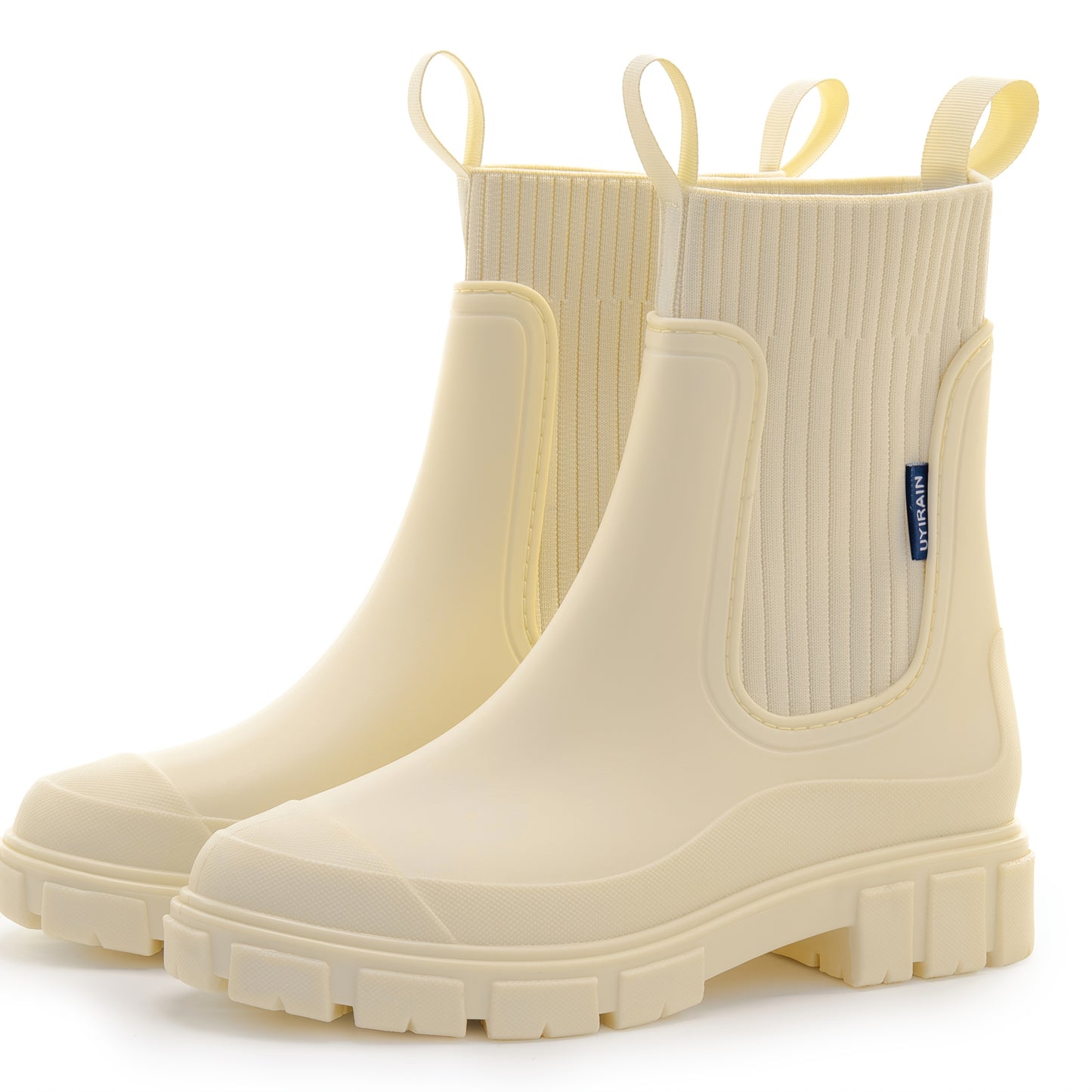 Women'S Chelsea Rain Boots - Slip-Resistant Thick Sole, Round Toe, PVC Upper & Sole, Comfortable Fabric Inner & Insole, Versatile Outdoor Footwear for Casual Attire, Versatile Outdoor Shoes | Chelsea Rain Boots | Durable PVC Materia