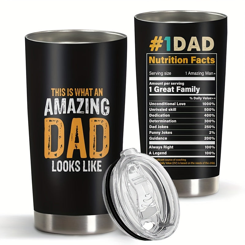 1pc, Father's Day Gifts 20oz Tumbler Gifts for Dad, AMAZING DAD Funny Print Gifts for Daddy Papa From Daughter Son Wife Birthday Fathers Day 20oz Stainless Steel Tumbler Travel Coffee Mug Cup Grandfather Husband Men Present