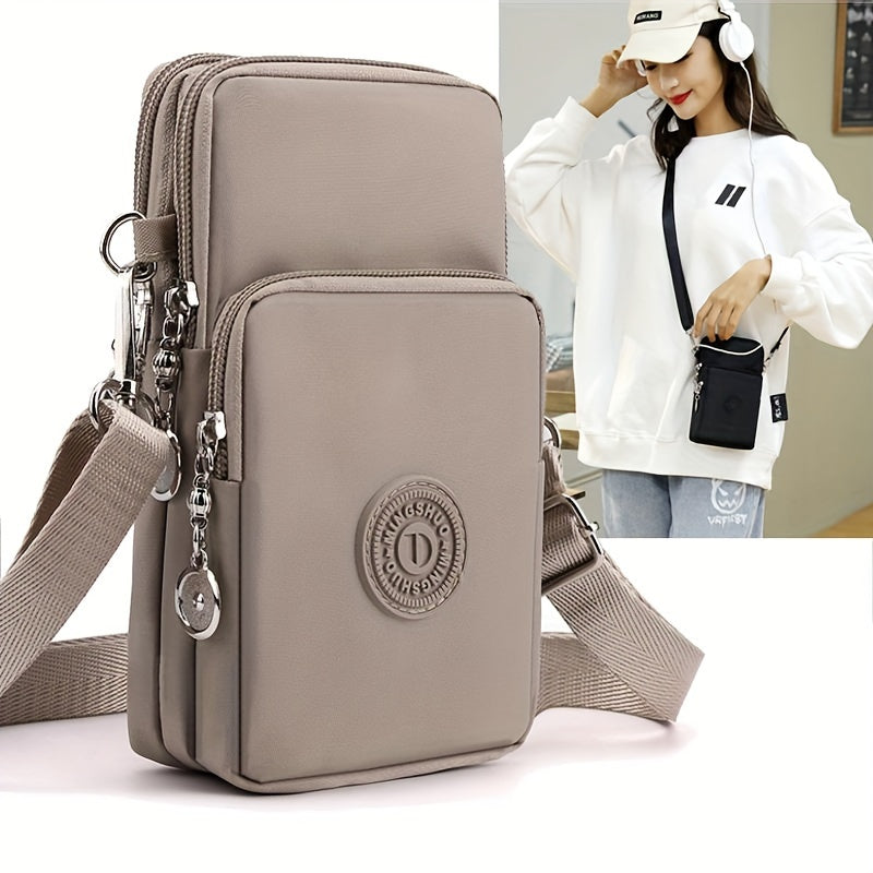 Stylish Crossbody Phone Bag for Women - Spacious Nylon Exterior, Soft Leather Lining, Secure Zipper Closure, and Perfect for Travel, Daily Commutes, and Everyday Use