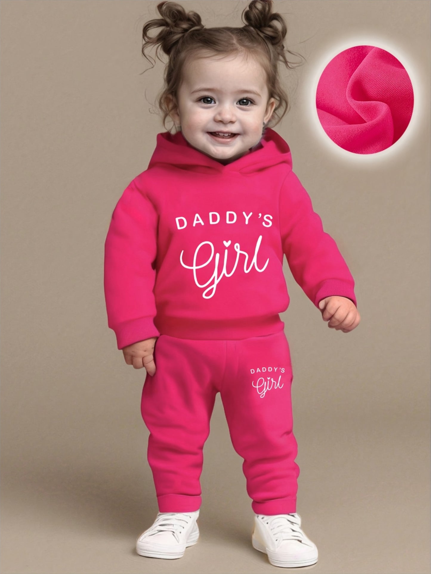 Baby Girl'S DADDY'S GIRL Letter Pattern Hoodie And Casual Long Pants Spring And Autumn Sports Outfit, for Outdoor