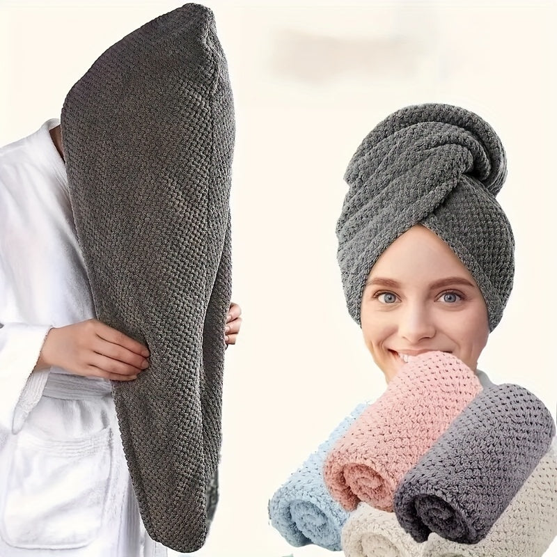 2-Pack Super Absorbent Microfiber Hair Towels, 300GSM Soft Quick-Dry Hair Drying Cap for Normal Hair, Unscented Curl Enhancing Textured Hair Wrap Turban, Easy Button-Fastening Design for Bathroom Accessories