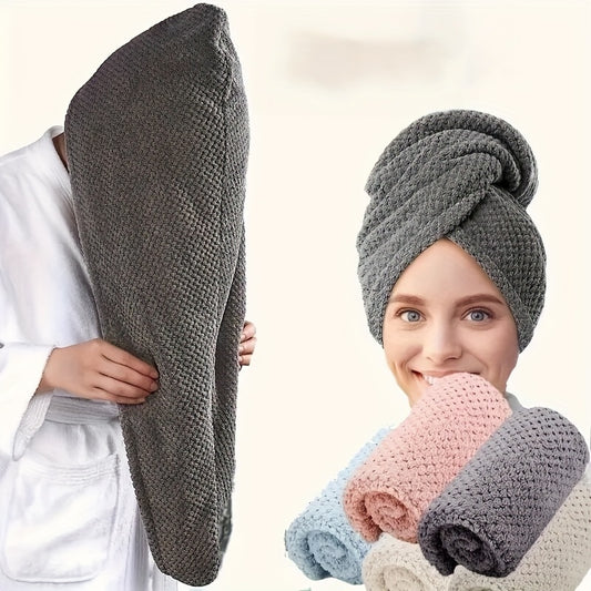 2-Pack Super Absorbent Microfiber Hair Towels, 300GSM Soft Quick-Dry Hair Drying Cap for Normal Hair, Unscented Curl Enhancing Textured Hair Wrap Turban, Easy Button-Fastening Design for Bathroom Accessories
