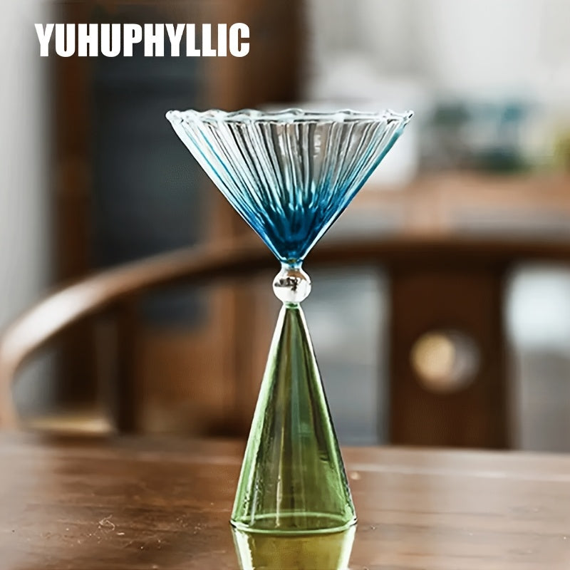 YUHUPHYLLIC 1pc Unique Flower Glass Drinking Cup Creative Wine Glass Colorful Cocktail Cup Used for Drinking Drinks Separated Water Cup Hand Wash Only Reusable Champagne Glass
