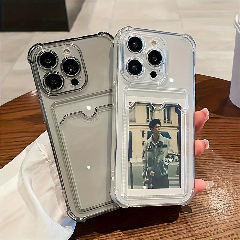 [Shockproof] Transparent TPU Phone Case | Durable | TPU | Clear Shockproof Back Cover, Card Slot | Compatible with Iphone 15/14/13/12/11 Series - Iphone 11/11 Pro/11 Pro Max/12/12 Pro/12 Pro Max/13/13 Pro/13 Pro Max/14/14 Plus/14 Pro/14 Pro Max/15/15 Plus