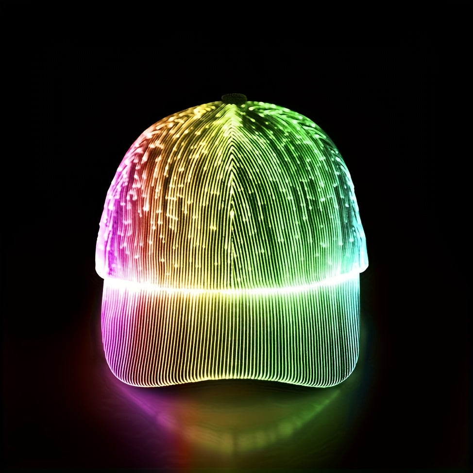 1pc LED Glowing Cap, Luminous Baseball Hat, 7 Colors Glow Hat, USB Charging Light Up Caps, Different Changing Modes Cool Glowing Hats Party Gift halloween christmas gift -winter, new year