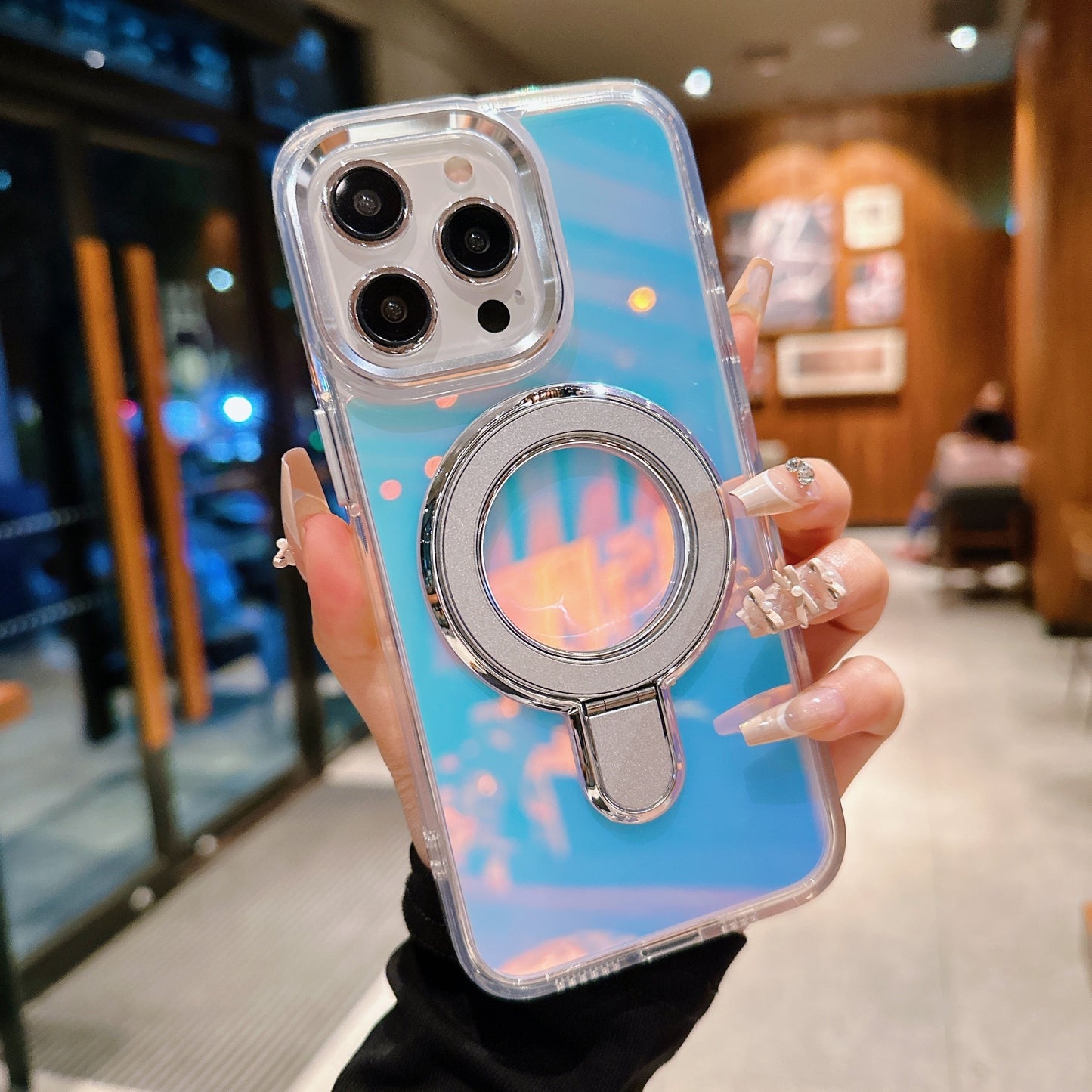 [New Magnetic Holder Phone Case] Suitable for Apple Iphone 15Promax 16Promax 14Promax 13Promax 12Pro 11 Magnetic Holder Phone Case, Metal Frame Protection, Brand New All Inclusive, Niche High-End, Goddess Temperament, Holiday Gift Luxury Electroplated Gli