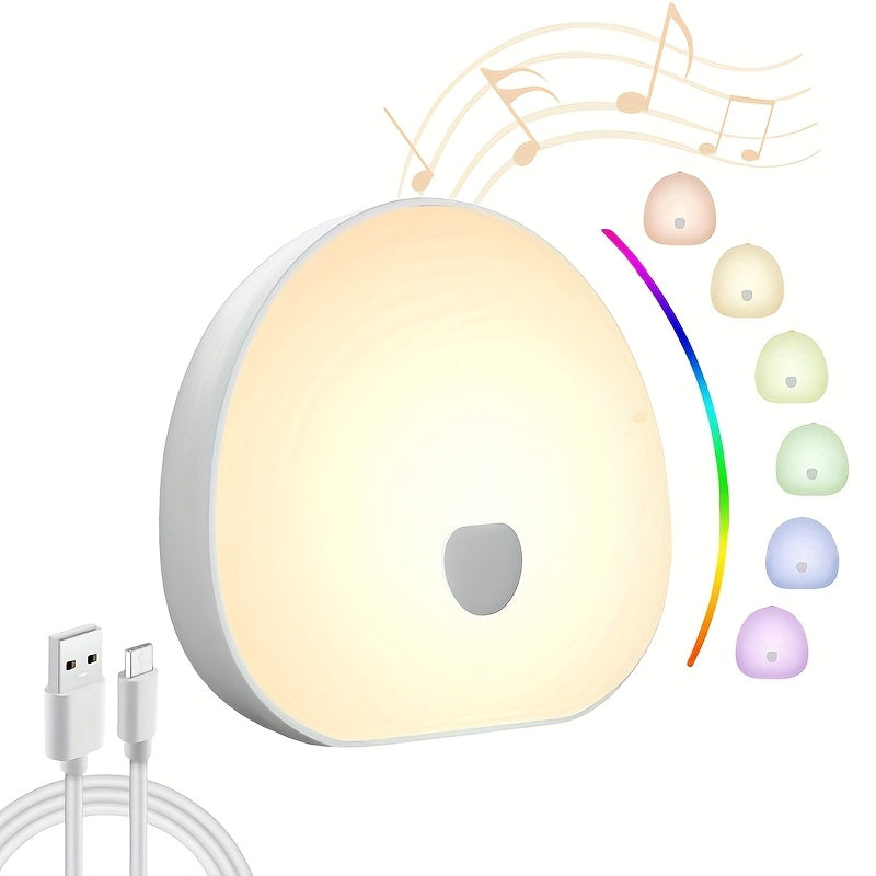 [White Noise Night Light] Multiple Colors White Noise LED Night Light | Stepless Dimming, with Timer, Sleep Sound White Noise with Natural Soothing Sounds, Memory Function Portable Sleep Device with 1200Mah Rechargeable Lithium Battery