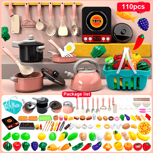 Play House Simulation Mini Kitchen Set, 61pcs/28pcs Youngsters's Simulation Mini Kitchenware Set Pressure Cooker Induction Cooker Cutting Fruit Kitchen Cooking Set Interactive Game Toy