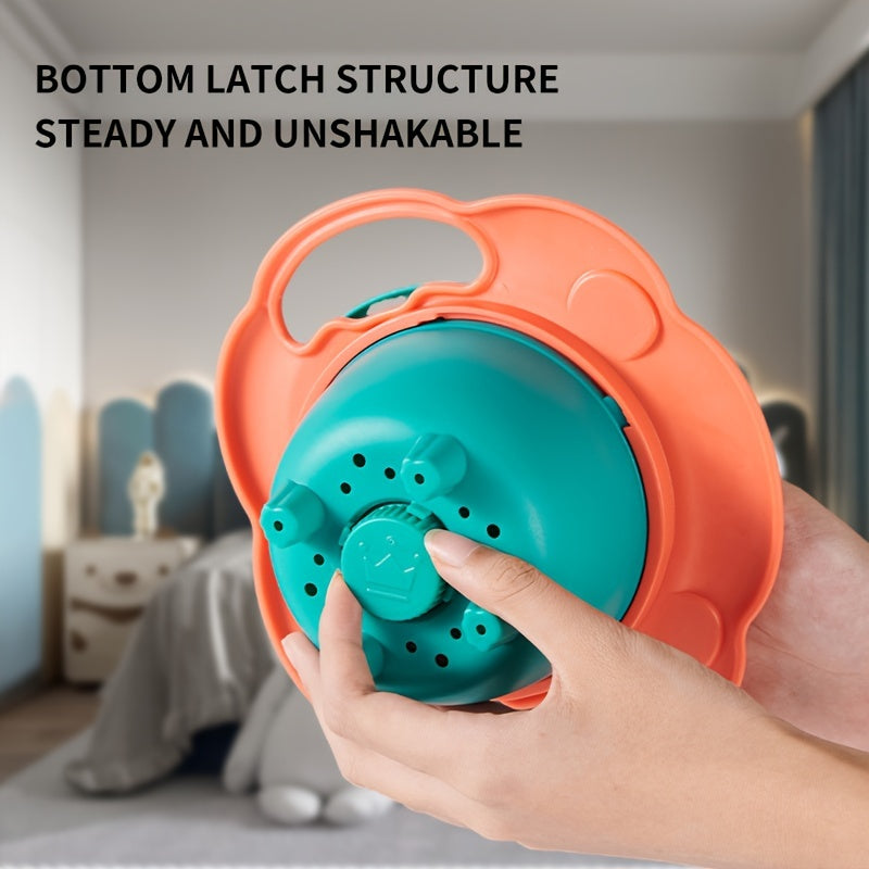 360-Degree Rotating Bowl - Spill-Proof, Anti-Scald Feeding Dish with Lid & Handles - Perfect for Youngsters & Youngsters - Ideal Christmas or Halloween Gift