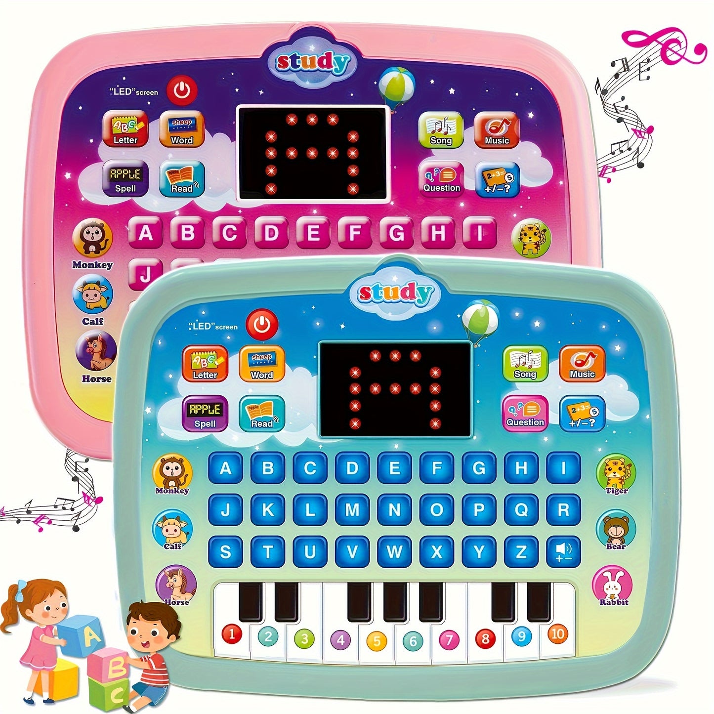 Tablet for Kids with LED Screen, Learning Mat for Teaching Alphabet, Numbers, Words, Music, Math, Interactive Electronic Toy forEarly Development, Suitable for and Girls, Halloween and Christmas Gifts