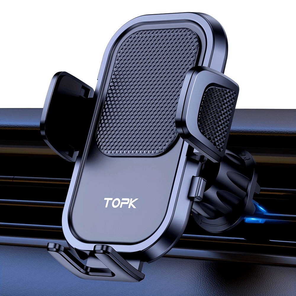 TOPK Car Phone Holder Mount, Car Mount with Hook Clip for Car Air Vent 360° Rotation Phone Mount Compatible with iPhone Samsung Android Cell Phone
