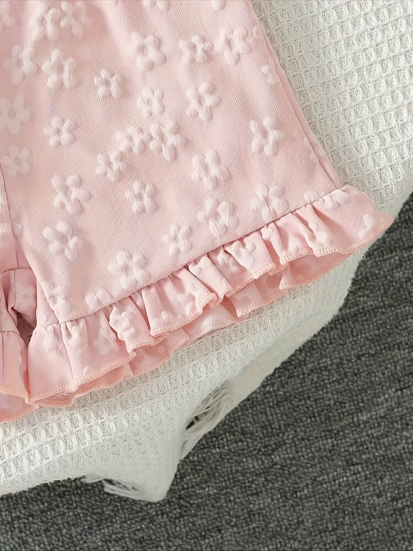 [2pcs Summer Set] 2pcs New Summer Cute Floral Lace Flower Tank Top and Shorts Set for Baby Girls P101596
