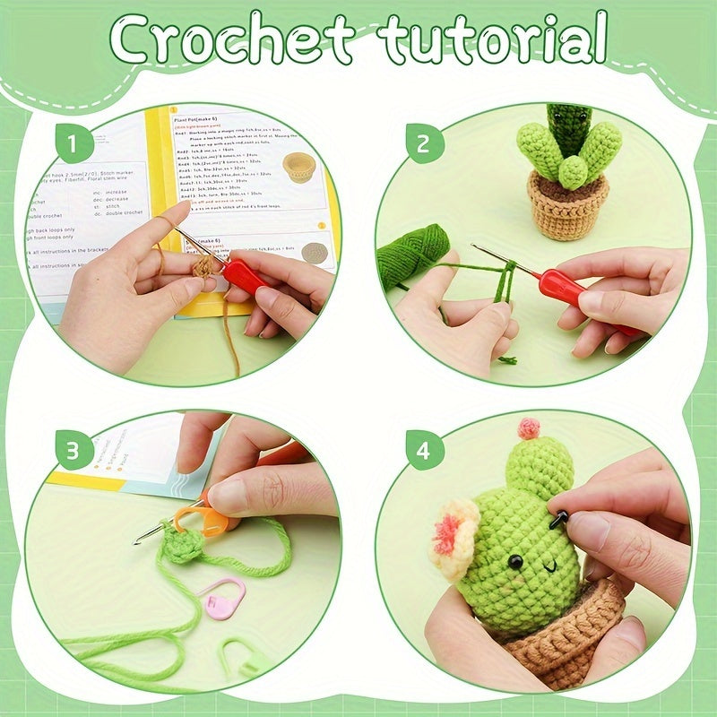 [Crochet Starter Kit] 6pcs Mixed Crochet Starter Kit - Crochet Kit for Beginners with Crochet Hooks, Yarn, Polyester Fiber, Stitch Markers, Plastic Eyes and Instructions
