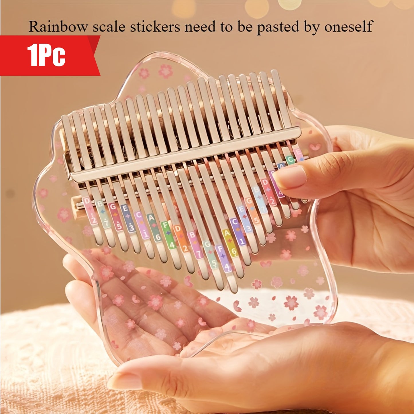1pc 21 Notes Crystal Transparent Kalimba Exquisite Thumb Piano Acrylic Piano Finger Instrument Birthday Holiday Gift First Choice