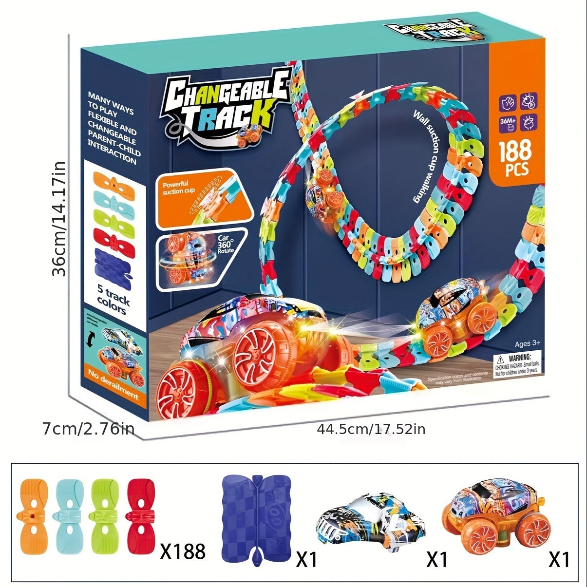 1 Set Race Track Car Toy, Rail Car Game Set, for Boys And Girls, Colorful Luminous Hangable Electric Rail Cars, Birthday Gifts, for Fun At Christmas Parties (without battery) as Halloween Gift for winter