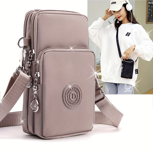 Stylish Crossbody Phone Bag for Women - Spacious Nylon Exterior, Soft Leather Lining, Secure Zipper Closure, and Perfect for Travel, Daily Commutes, and Everyday Use