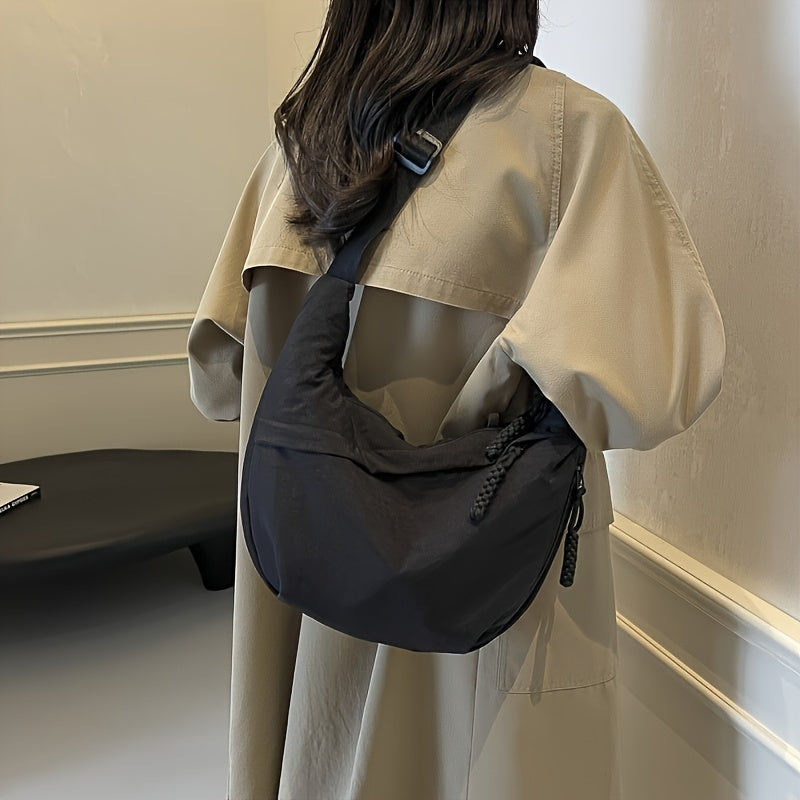 [Chic Crossbody Bag] Durable & Lightweight Crossbody Bag | Chic Nylon Solid Colors, Multiple Pockets, Adjustable Strap, Suitable for Outdoor Activities, Commute, And School