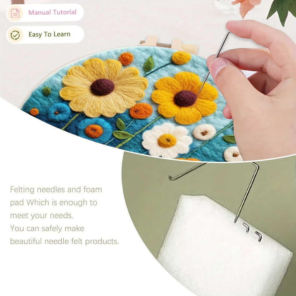20Cm/7.87In Felt Koala Needle Felting Kit: DIY Fleece Felt Art with Hoop, Needles, Cloth, and Instruction Manual for Beginners and Home Decor