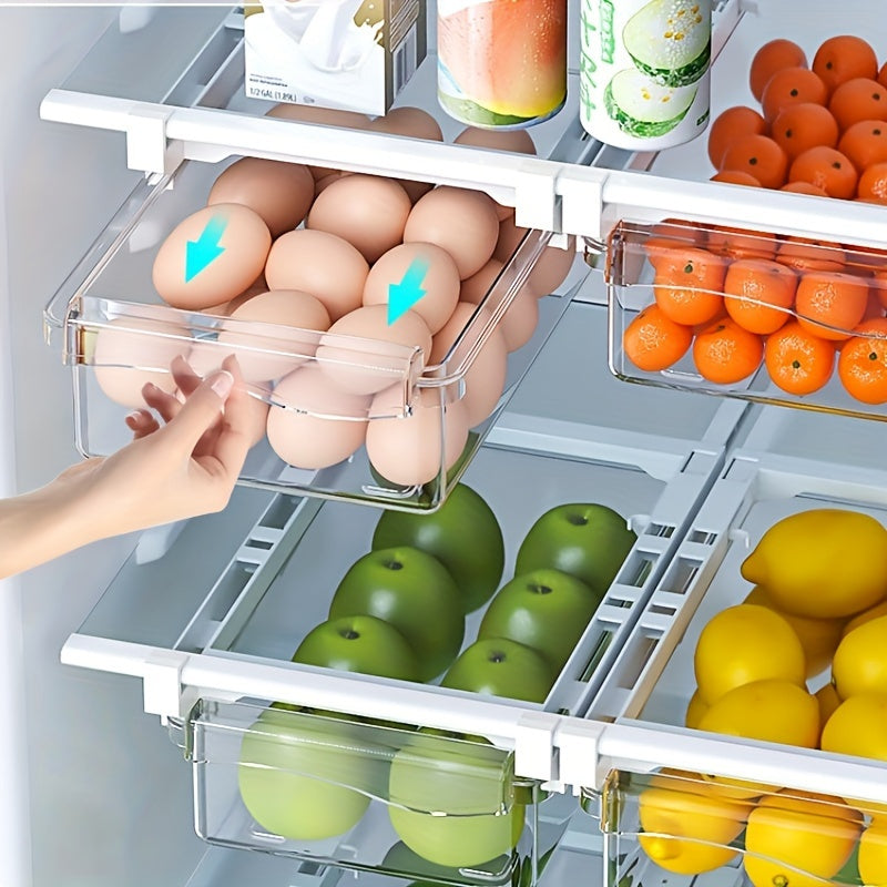 Transparent Kitchen Storage, 1pc/2pcs Refrigerator Hanging Drawer, Vegetable and Fruit Preservation Freezer Box