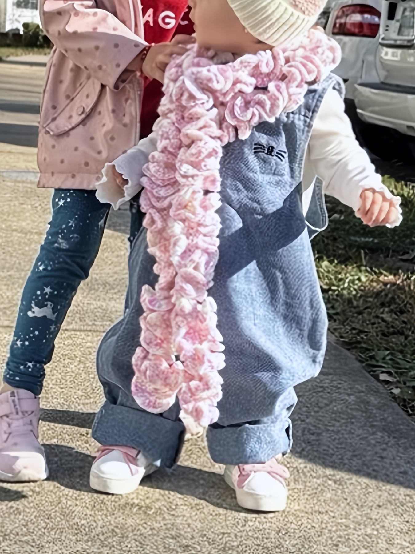[Light Blue Denim Overalls Casual] Adorable Youngsters' Light Blue Denim Overalls with Rabbit Ear Details - Casual, Loose Fit for Spring & Autumn, Machine Washable, Perfect for Outdoor