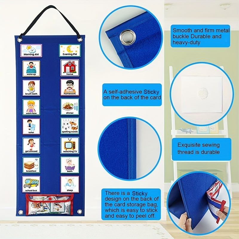 70-Card Visual Daily Schedule Board - Autism Learning Materials for Home School, Morning Bedtime Routine Chart, Chore Chart, and Responsibility Tracker with Communication Cards - Non-Electronic, Uncharged, and Easy-to-Use Educational Tool