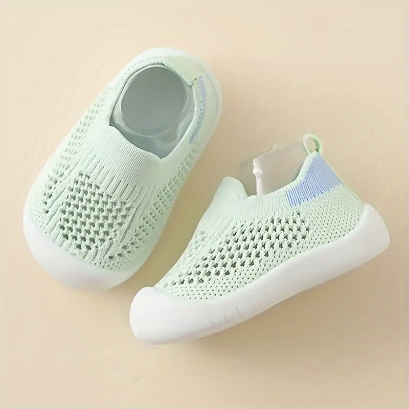 Breathable Mesh Slip-On Sneakers for Toddlers - Lightweight Non-Slip Soft Sole, Checkered Pattern & Pillar Accents, Durable EVA Construction - Boys & Girls Casual Shoes for Summer & Autumn, Breathable Toddler Sneakers | Checkered Toddler Sneakers | Soft S