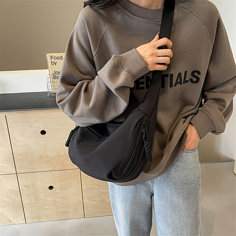 [Chic Crossbody Bag] Durable & Lightweight Crossbody Bag | Chic Nylon Solid Colors, Multiple Pockets, Adjustable Strap, Suitable for Outdoor Activities, Commute, And School