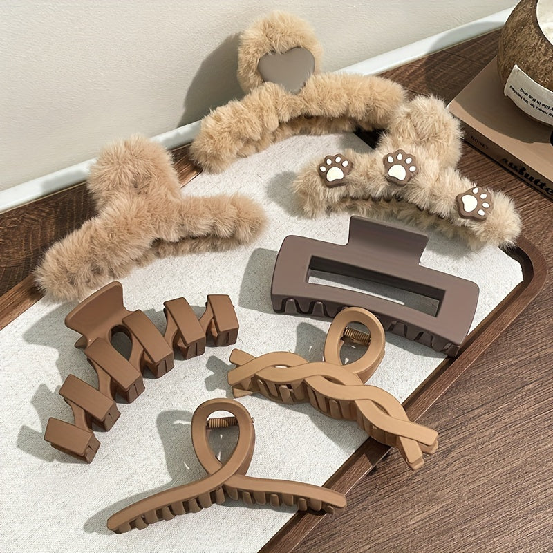 Winter Plush Large Claw Clip for Women's Hair New Style Girl's Curly Hair Shark Clip Hair Accessory