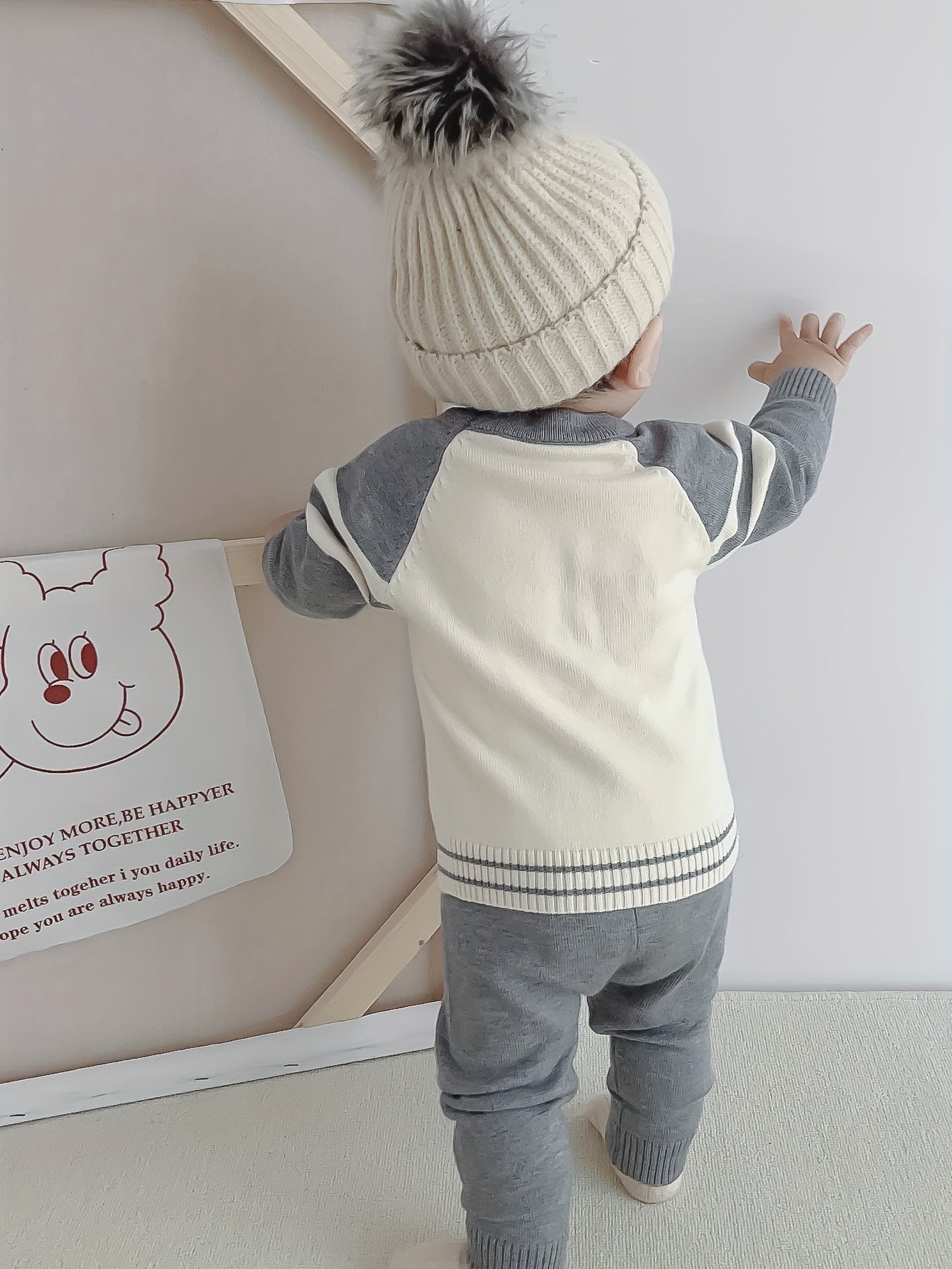 Newborn Baby Clothes Autumn and Winter Set for Boys: Stylish Sweater Pullover Knitted Long Pants Two-Piece Suit, Perfect for Outdoor