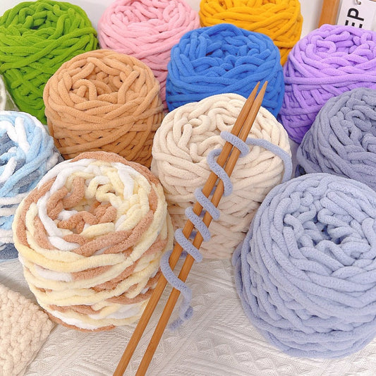 5pcs Ultra-Soft Chunky Chenille Yarn - Perfect for DIY Knitting & Crochet Projects, Scarves, Hats, Blankets | Available in Multiple Colors