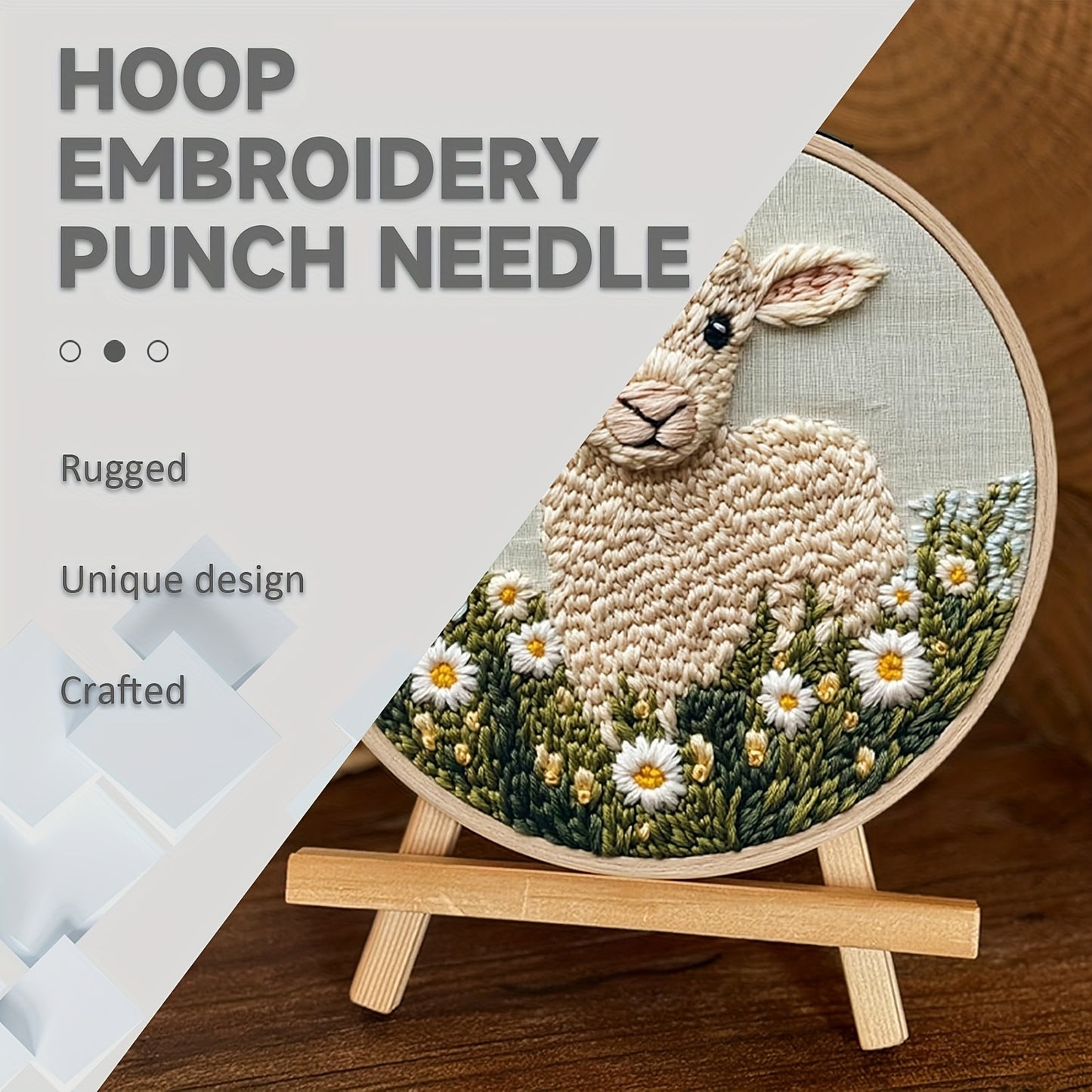 1pc Punch Needle Kit - Adult's Punch Stitching Set, Adorable Cartoon Animal with Daisy Flowers, DIY Needle Punch Kits for Art Crafts, Suitable for Handmade and Decoration, An Ideal Holiday Gift