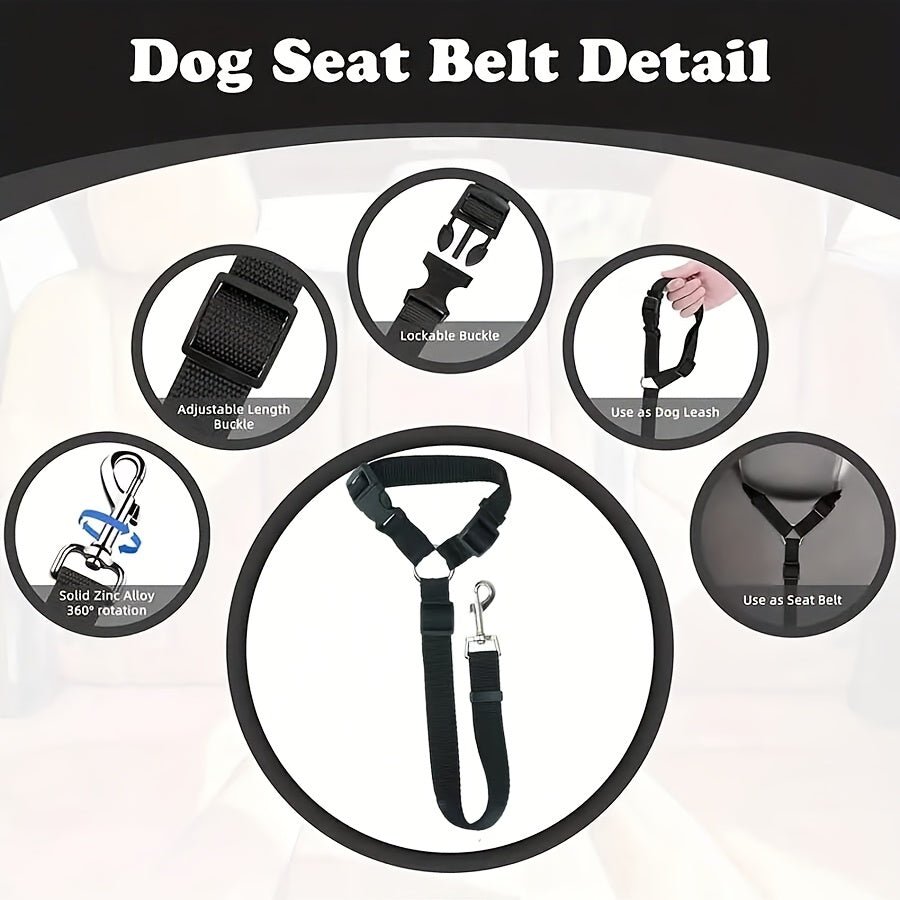 [1pc Dog Seat Belt] 1pc Dog Seat Belt for Vehicle Secure, Pet Car Tether Safety Leash | Dog Seatbelt Tether, Dog Seat Belt Buckle, Dog Car Seat Belt Christmas Gift