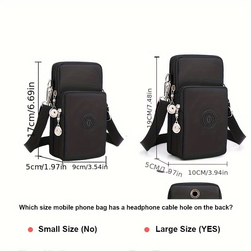 Stylish Crossbody Phone Bag for Women - Spacious Nylon Exterior, Soft Leather Lining, Secure Zipper Closure, and Perfect for Travel, Daily Commutes, and Everyday Use