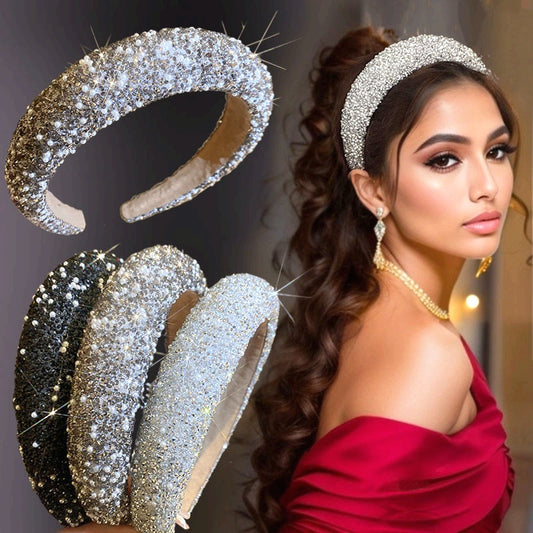 1pc Luxury Women Hair Band High Quality Rhinestone Imitation Pearl Broadside Headband New Fashion Hair Accessories Wonderful Retro Headwear Best Birthday Gift T1970