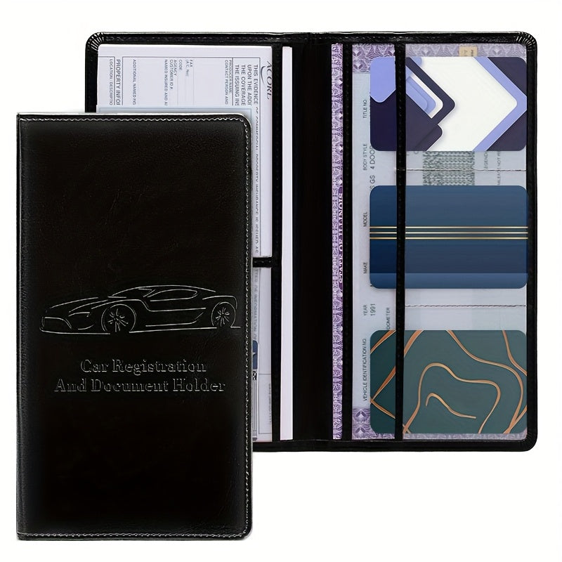 [Car Document Protector] Easy Access Car Registration and Insurance Card Holder - Vehicle Glove Box Paperwork Organizer for Men and Women