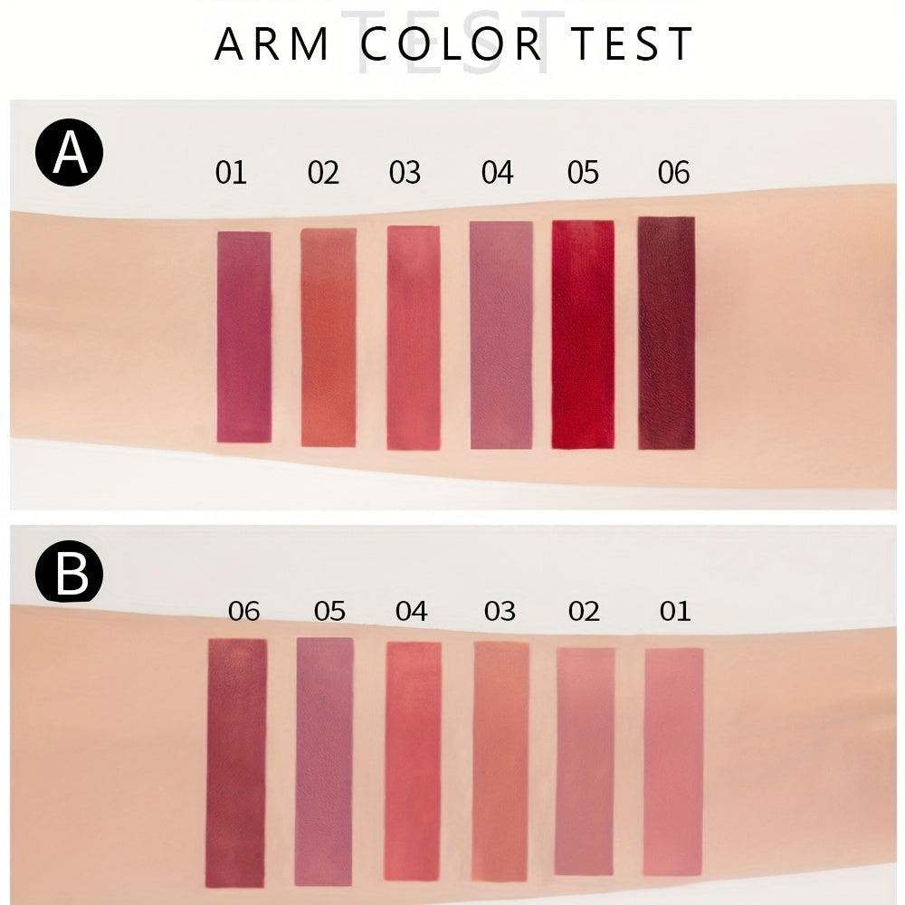 6 Pcs Matte Liquid Lipstick Makeup Set, Matte Liquid Long-Lasting Wear Non-Stick Cup Not Fade Waterproof Lip Gloss