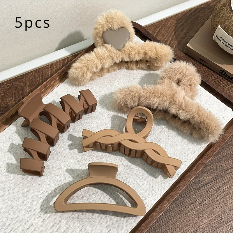 Winter Plush Large Claw Clip for Women's Hair New Style Girl's Curly Hair Shark Clip Hair Accessory