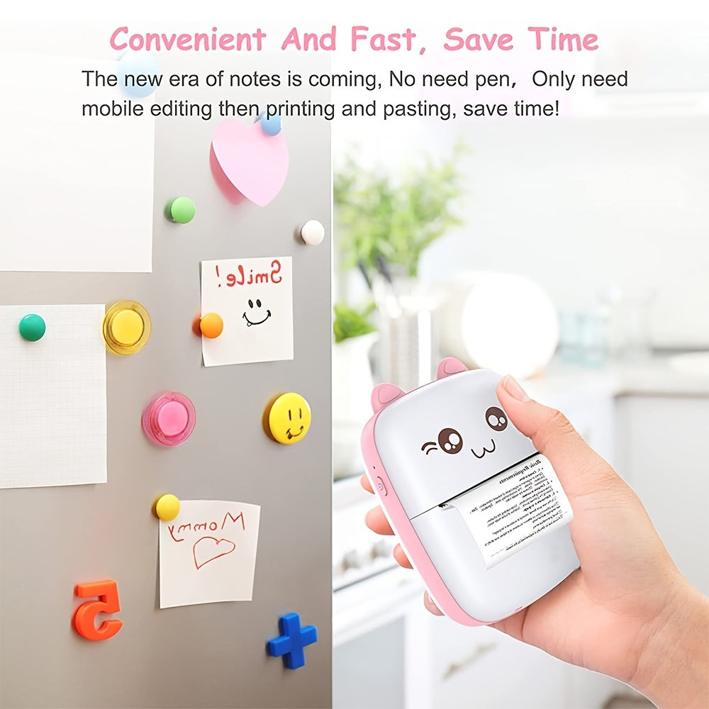 [Portable Thermal Printer] Wireless Thermal Printer | Portable Mini Pocket for Labels, Receipts, Photos, Notes, and Learning - Compact Inkless Smart Label Printer for Journals/Scrapbooks/Travel/Memo Lists/Home Office Use in Blue & Pink